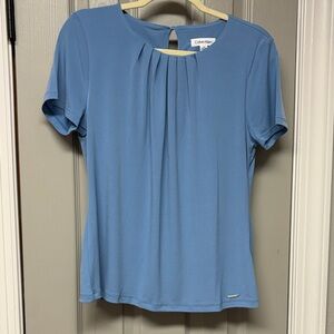 Calvin Klein Women's Pleated Blue Blouse